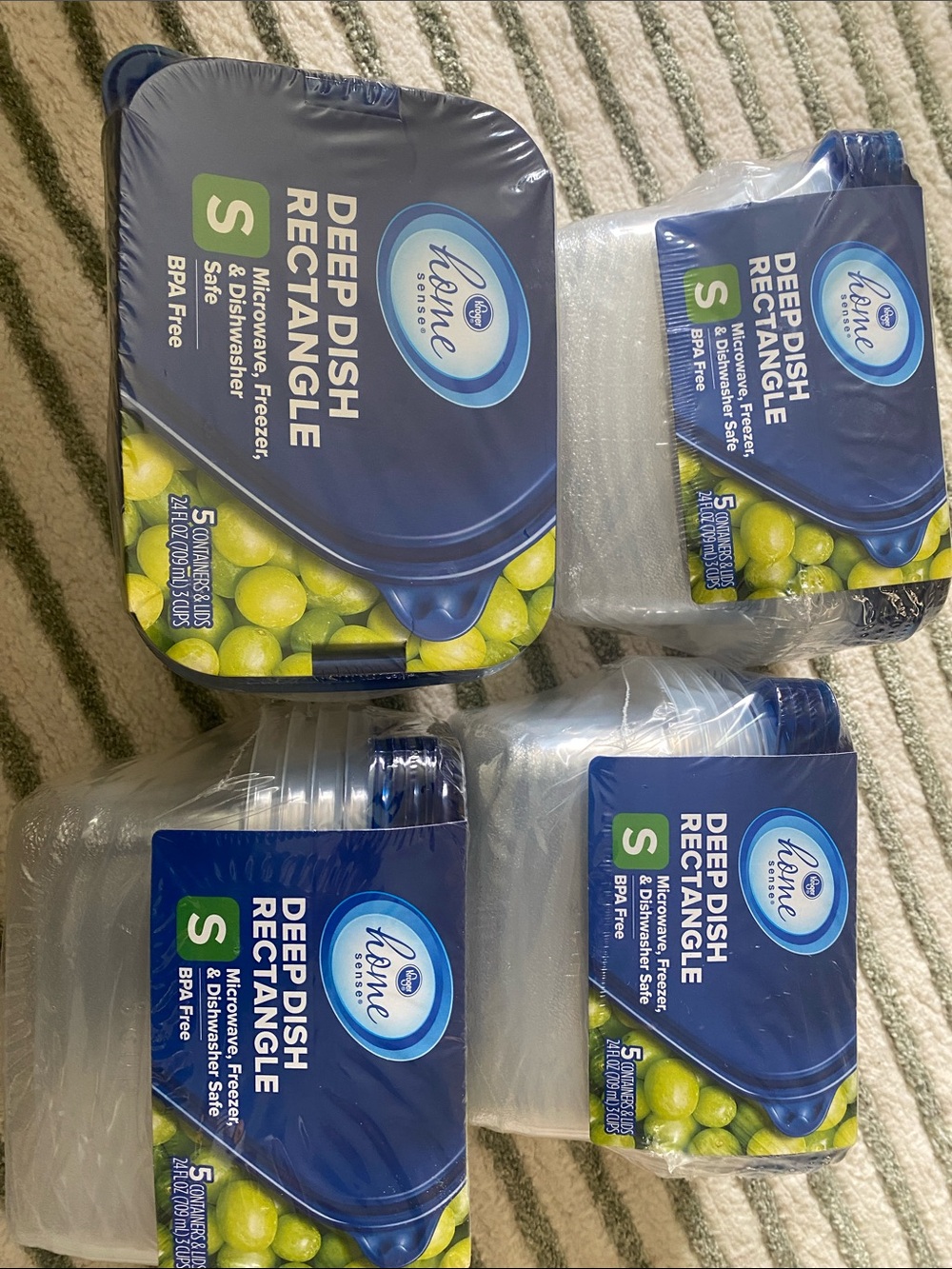 4 NEW Sealed KrogerHome Deep Dish Rectangle Small Plastic Food Storage Container